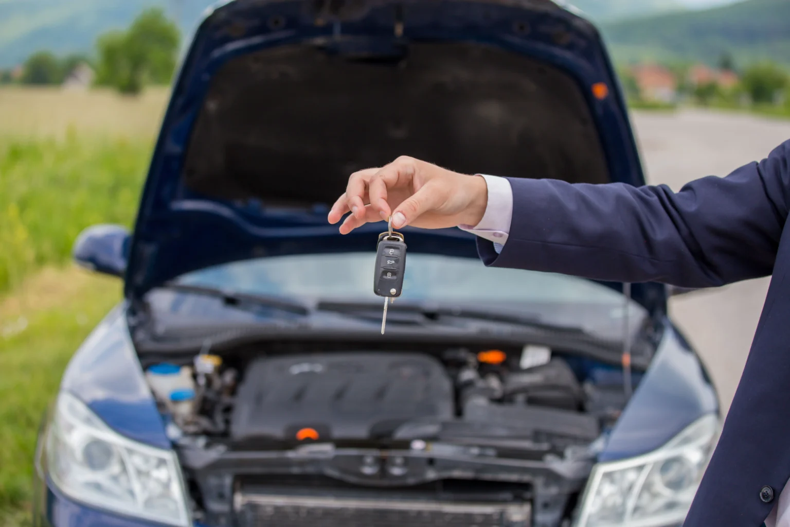 section-mediane-de-l-homme-tenant-la-voiture